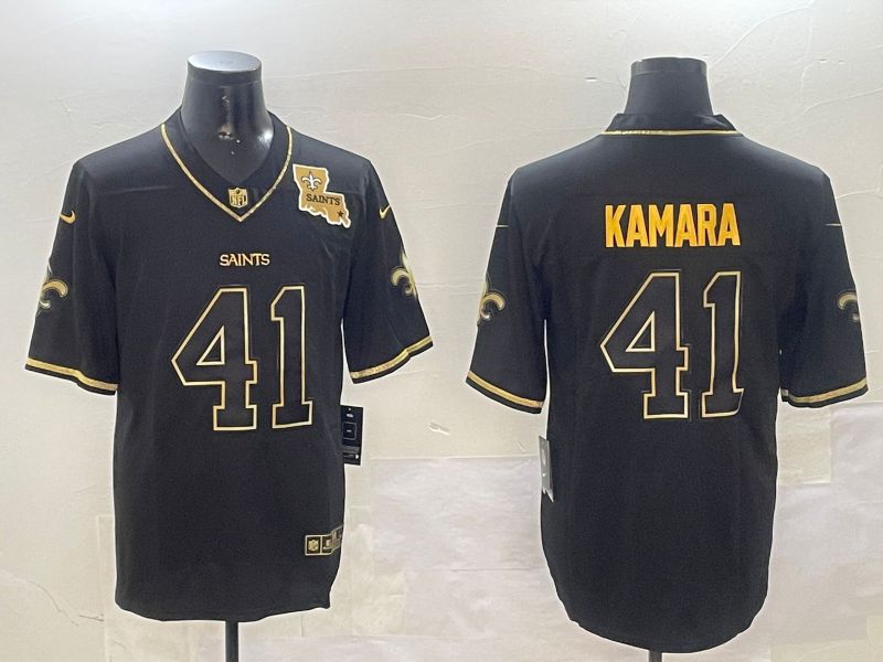 Men New Orleans Saints #41 Kamara Black Gold Throwback 2024 Nike Limited NFL Jersey style 2->new orleans saints->NFL Jersey